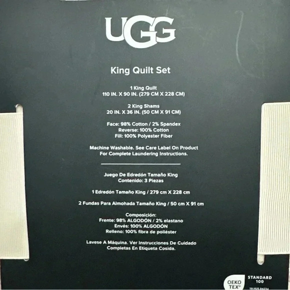 NWT UGG ® KING CAMPO QUILT 3 Pc SET "Himalayan Salt" Soft Pink - Picture 6 of 6